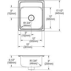 ELKAY Elkay ELUHAD111655PD Lustertone Classic Stainless Steel Single Bowl Undermount Sink