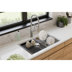 ELKAY Elkay ECTRUAQ31169TWC Crosstown 18 Gauge Workstation Stainless Steel 31-1/2 x 18-1/2 x 9 Equal Double Bowl Sink Kit with Aqua Divide