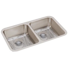 ELKAY Elkay ELUH3118DBG Lustertone Classic Stainless Steel 30-3/4 x 18-1/2 x 7-7/8 Equal Double Bowl Undermount Sink Kit