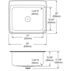 ELKAY Elkay ELUHAD131655PD Lustertone 16 x 18-1/2 Undermount Sink with Perfect Drain