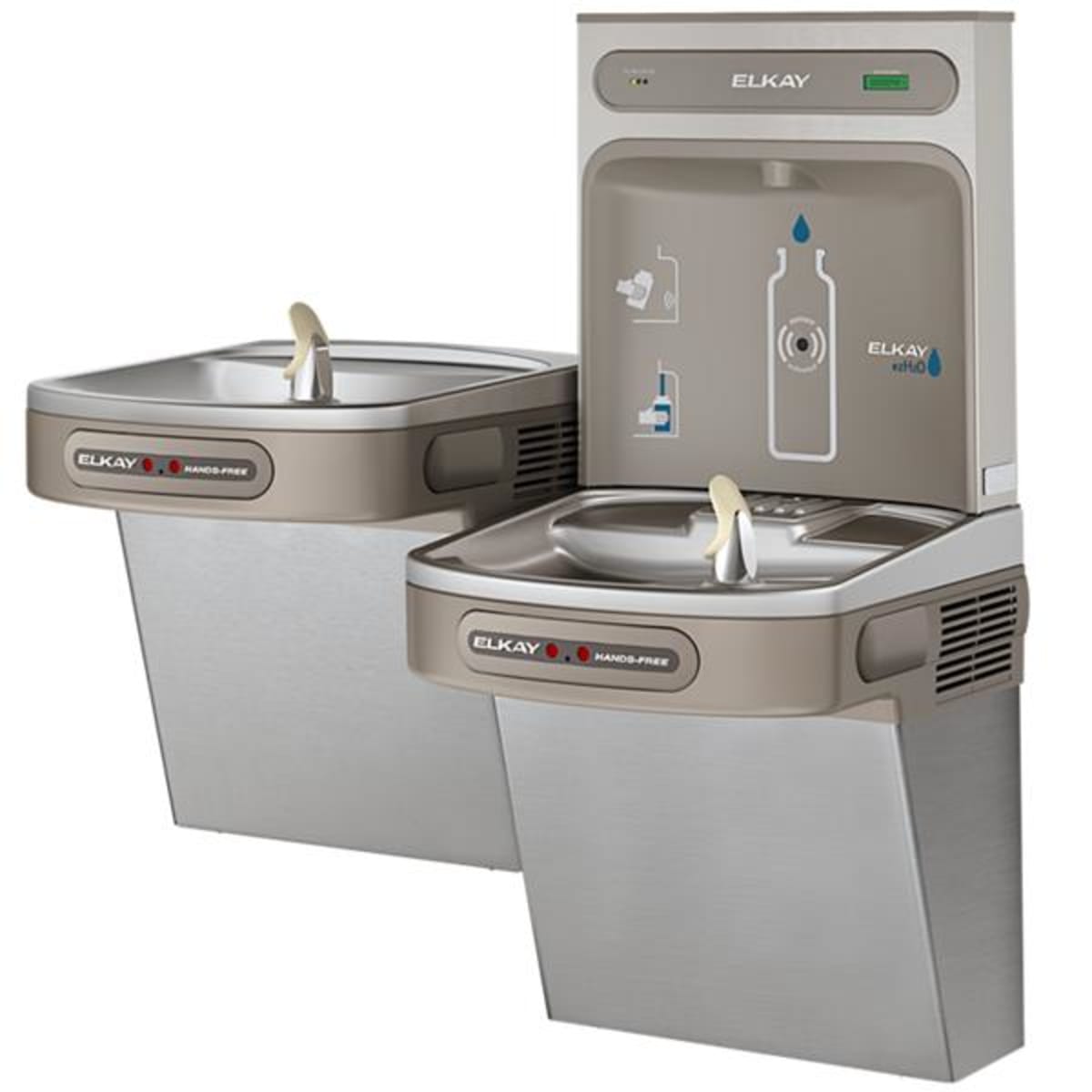 ELKAY Elkay LZOOTL8WSSK ezH2O Bottle Filling Station with Bi-Level ADA Cooler Dual Hands Free Activation Refrigerated Stainless
