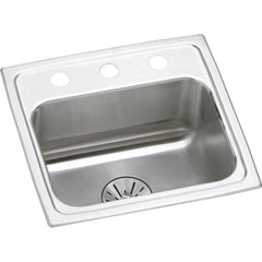 ELKAY Elkay LRAD171665PD3 Lustertone 17 x 16 in. 3 Hole Stainless Steel Single Bowl Drop-in Kitchen Sink with Perfect Drain