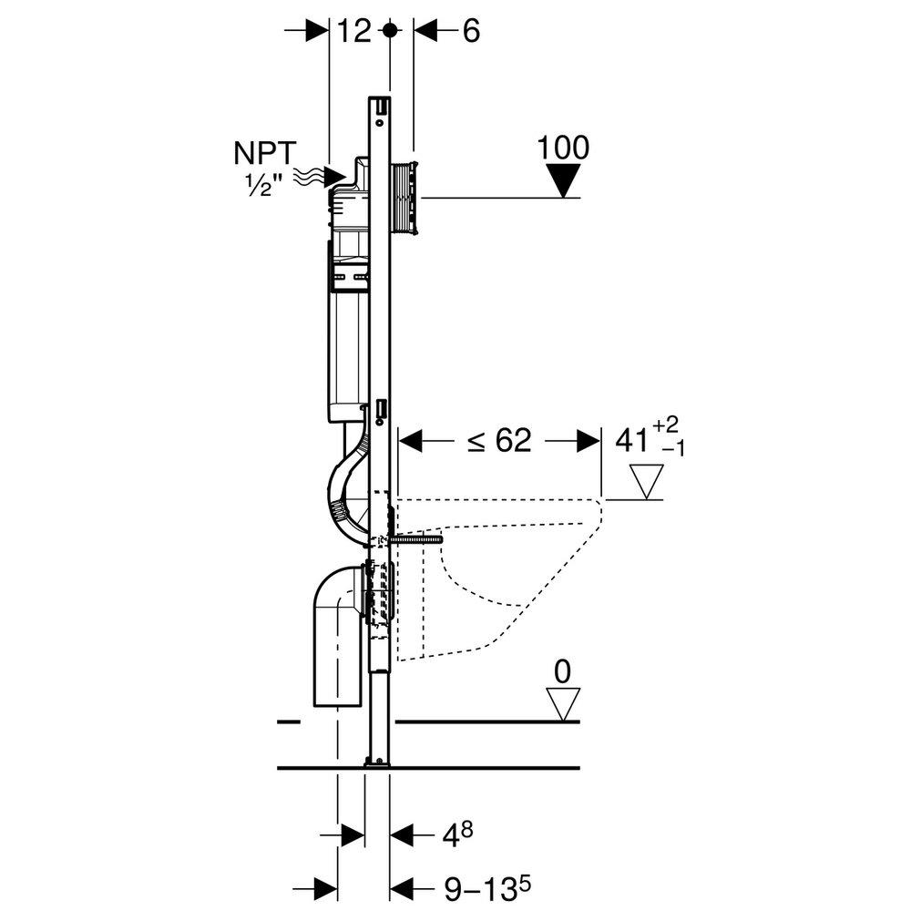 GEBERIT Geberit 111.335.00.5 Sigma Concealed Dual Flush Toilet Carrier System 1.6/0.8 GPF