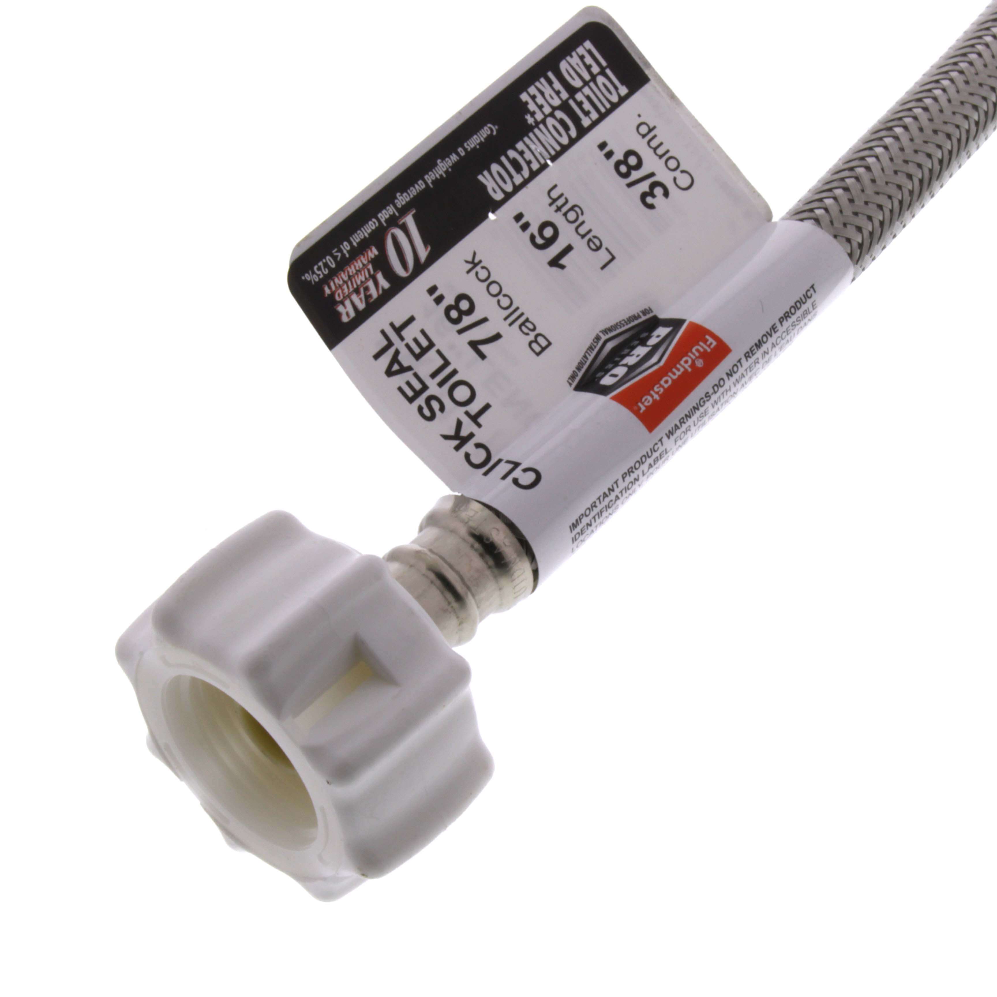 FLUIDMASTER Fluidmaster PRO1T16CS Pro Series 3/8 in x 7/8 in x 16 in Braided Stainless Toilet Flexible Water Connector