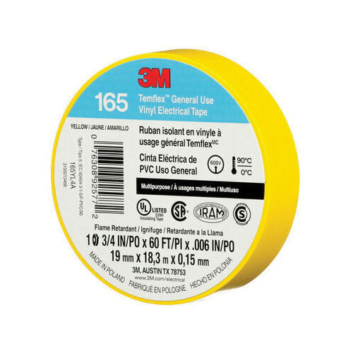 3M 3M 7100169490 165 Multi-Purpose Flame-Retardant Electrical Tape 60 ft Length 3/4 in Width