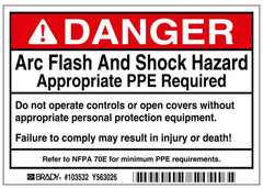 BRADY Brady 103532 Laminated Rectangular Arc Flash Label, 3-1/2 in H x 5 in W