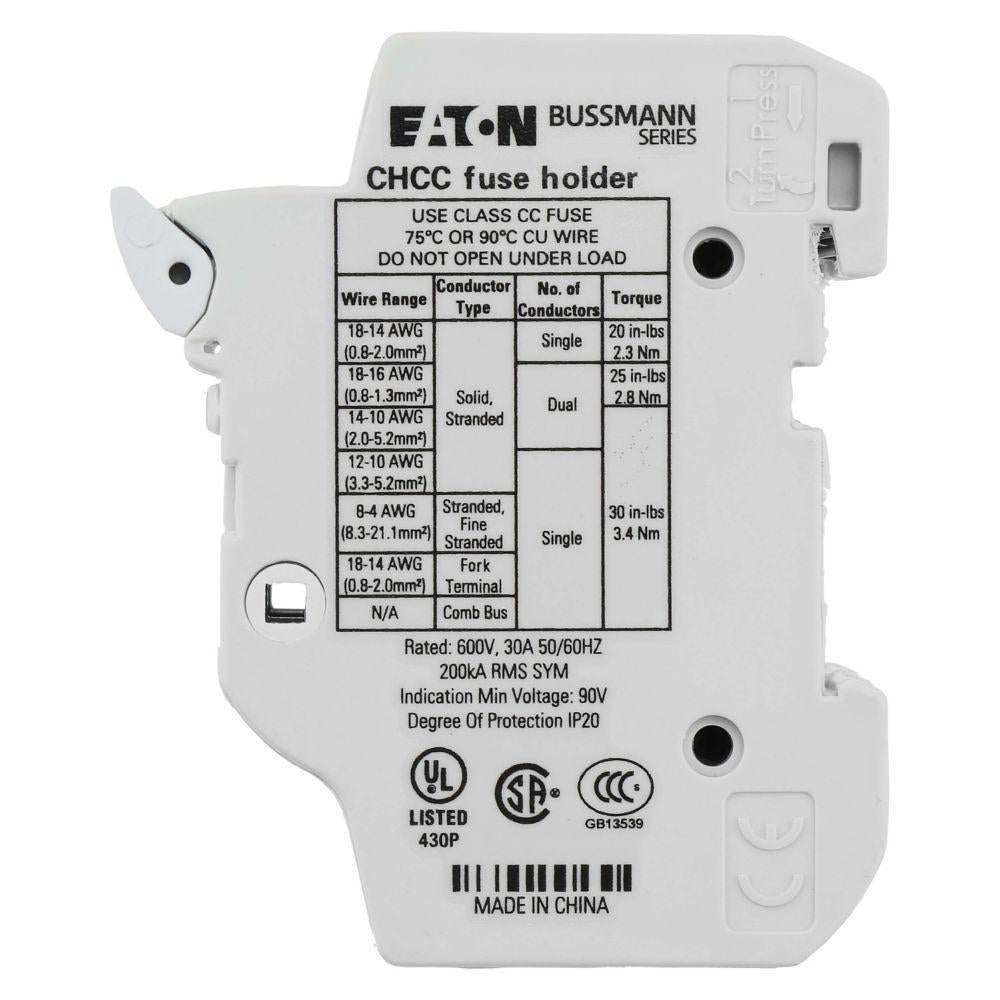BUSSMANN Bussmann CHCC3DIU Finger Safe Modular Fuse Holder 600 VDC 30 A 3 Poles