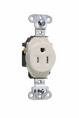 LEGRAND Pass & Seymour TR5251LA 15 Amp 125 VAC 2-Pole 3-Wire NEMA 5-15R Light Almond Nylon Face Tamper-Resistant Single Receptacle