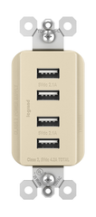 PASS & SEYMOUR Pass & Seymour TM8USB4LACC6 Decorator Quad USB Charger 125 Volt 4-Port