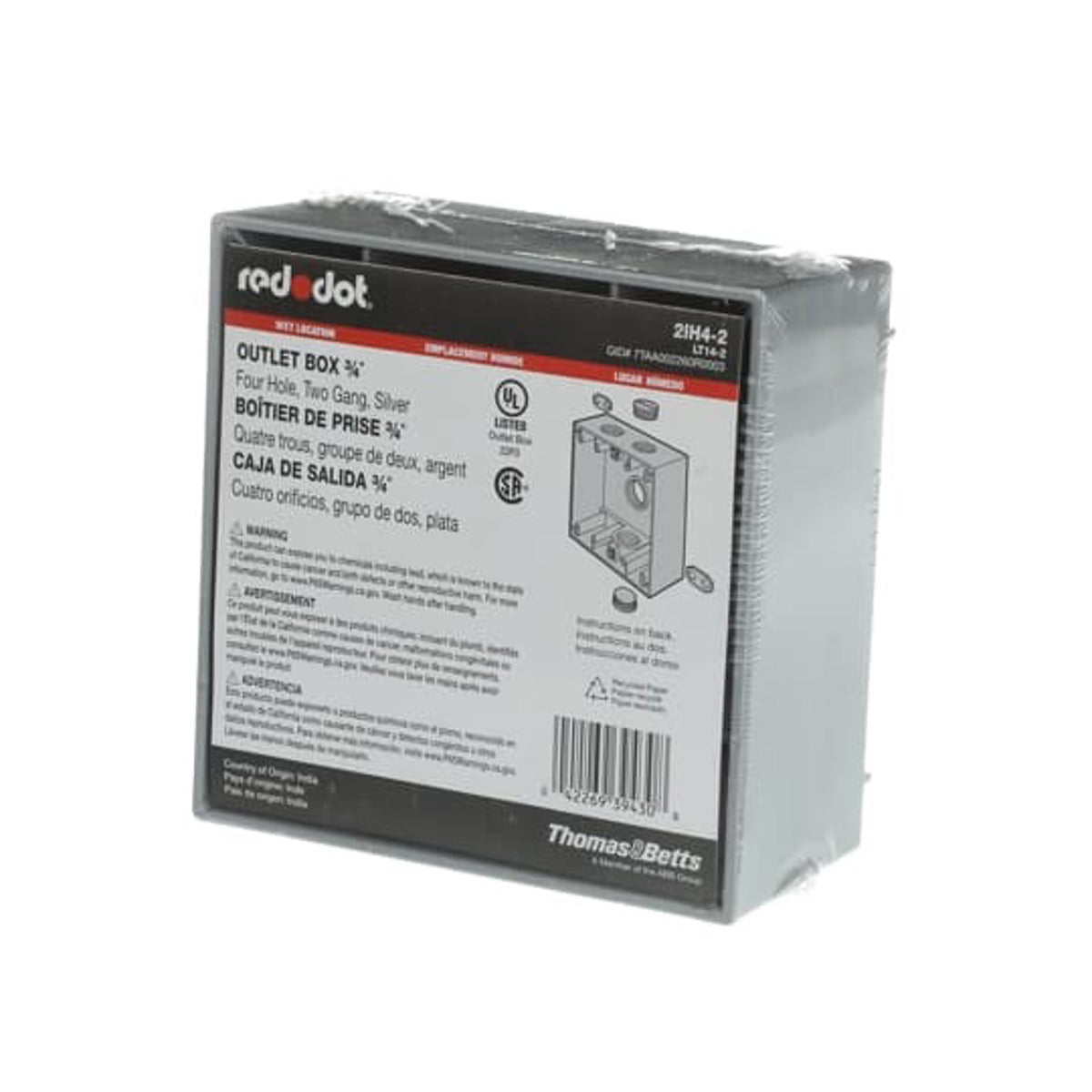 RED DOT Red Dot 2IH4-2 Two Gang Universal Weatherproof Box 31 Cubic Inches