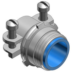 T&B 3304M Sheathed Cable Fitting Straight Knockout Size 1 Inch Nylon Insulated Two Screw Connector Steel with Zinc Plating