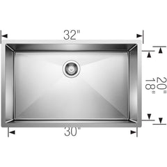 BLANCO BLANCO 513686 Precision 32 x 20 in No Hole Stainless Steel Single Bowl Undermount Kitchen Sink