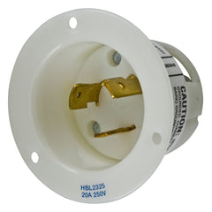 HUBBELL WIRING Hubbell HBL2325 20 Amp 250 Volt 2-Pole 3-Wire NEMA L6-20P White Locking Flanged Inlet