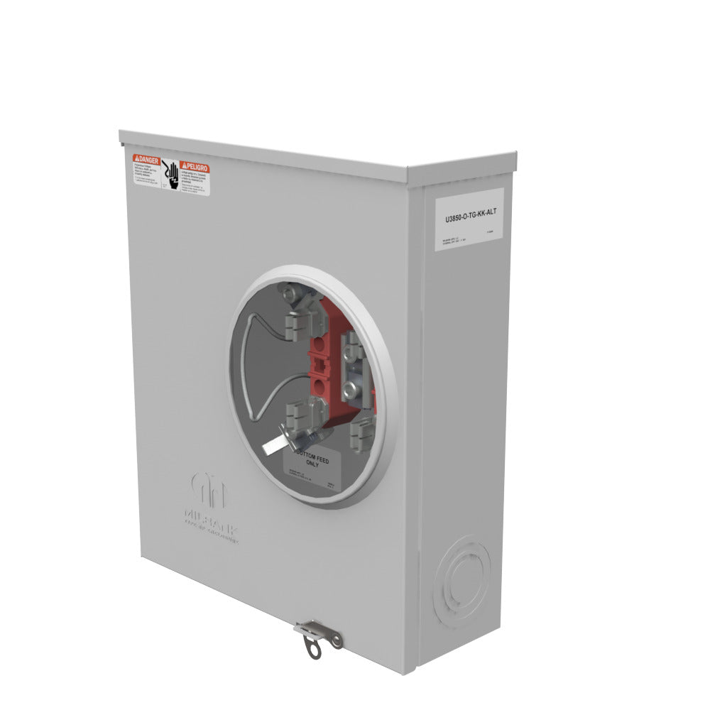 MILBANK Milbank U3850-O-TG-KK-ALT Single Position Meter Socket, 200 Amp, 1 Phase, Ringless, Horn, 4 Term, UG with Side Wireway, 600V, Triplex