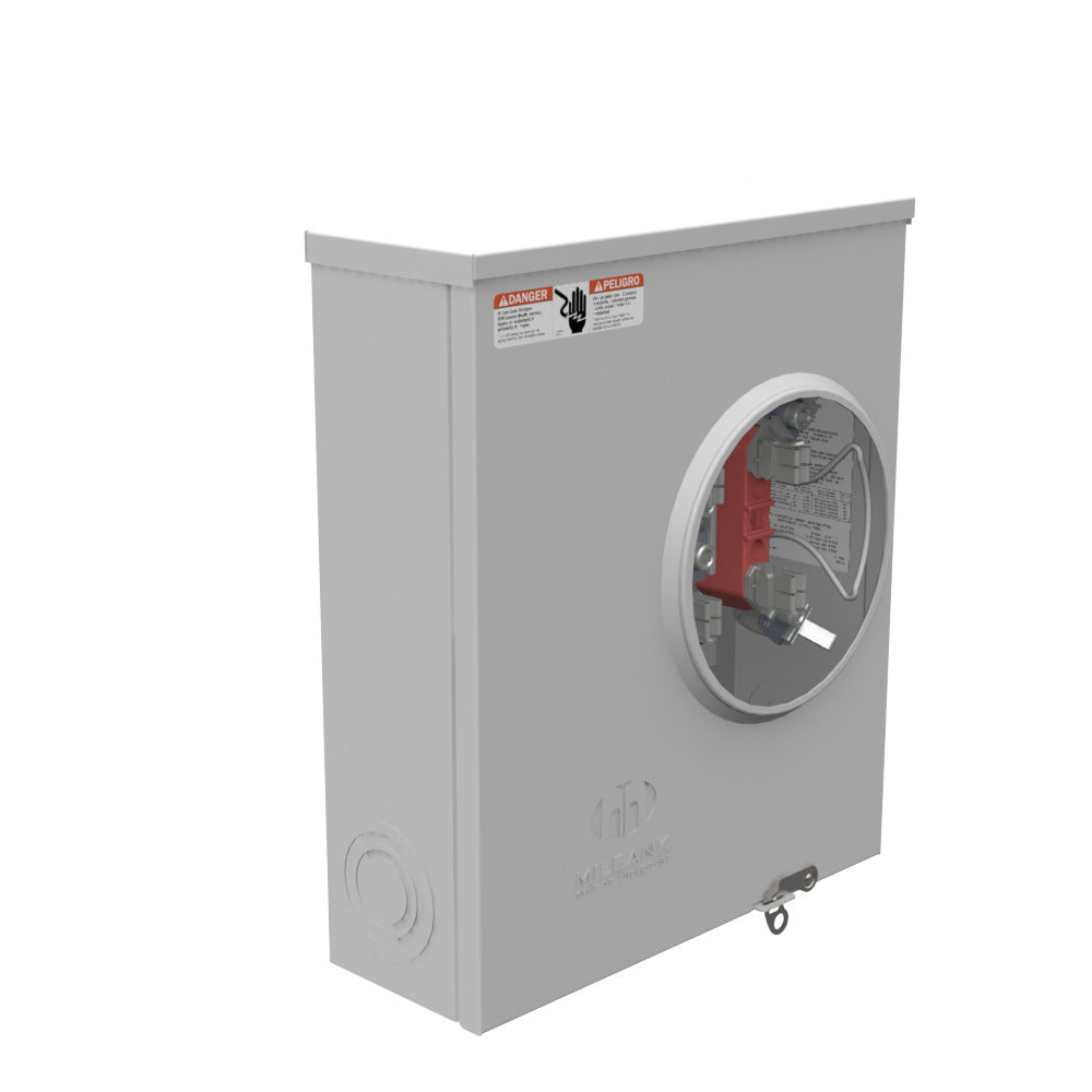 MILBANK Milbank U3850-O-TG-KK-ALT Single Position Meter Socket, 200 Amp, 1 Phase, Ringless, Horn, 4 Term, UG with Side Wireway, 600V, Triplex