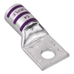 THOMAS & BETTS THOMAS & BETTS 54112 Copper One-Hole Lug, Standard Barrel, Max 35kV, Wire Size #14-10 Wire, 1/4 in Bolt Size, Tin Plated, Die Code ERG2002