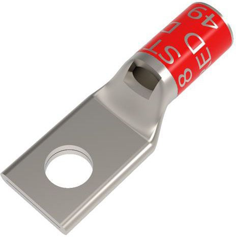 BURNDY BURNDY YA8CL1BOX 8 AWG CU One Hole 1/4 Stud Size Standard Barrel Inspection Window Internal Chamfer Tin Plated UL/CSA 90 Up to 35kV RED Color Code 49 Die Index