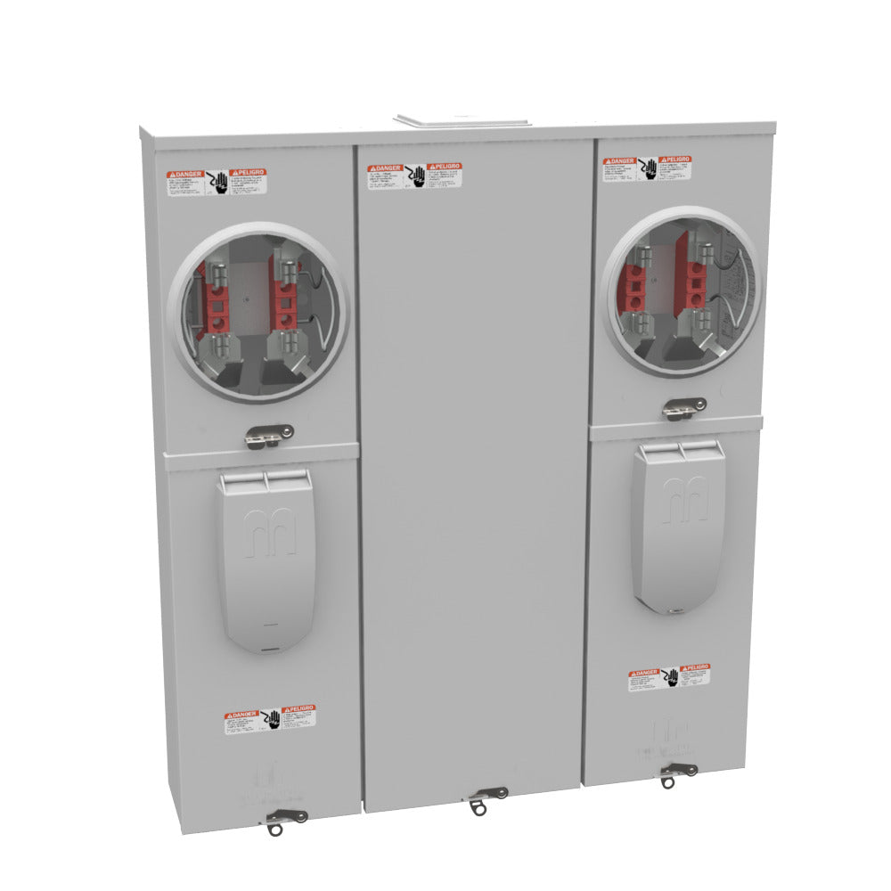 MILBANK Milbank U5882-X-KK-K1-ALT Meter Socket with Main Breaker, 200 Amp, 1 Phase, Ringless, Horn, 4 Term, 2 Position, OH, UG, 240V