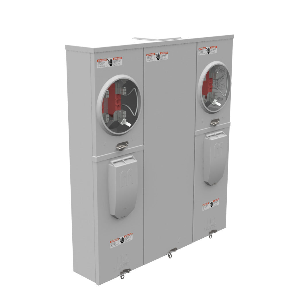 MILBANK Milbank U5882-X-KK-K1-ALT Meter Socket with Main Breaker, 200 Amp, 1 Phase, Ringless, Horn, 4 Term, 2 Position, OH, UG, 240V
