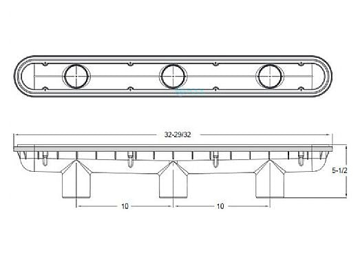 AQUASTAR POOL PRODUCTS AquaStar 32CDP117 PVC Channel Drain 3 Port Sump Only with Plaster Shield