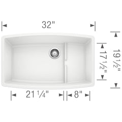 BLANCO BLANCO 440066 Performa 32 x 19-1/2 in. No Hole Composite Double Bowl Undermount Kitchen Sink in White