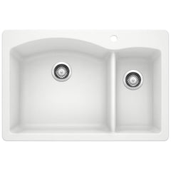 BLANCO BLANCO 440200 Diamond 33 x 22 in. 1 Hole Composite Double Bowl Dual Mount Kitchen Sink in White