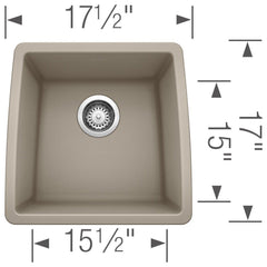 BLANCO BLANCO 441288 Performa 17-1/2 x 17 in. Single Bowl Undermount Bar Sink No Hole Truffle