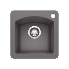 BLANCO BLANCO 441477 Diamond 15 x 15 in. 1 Hole Drop-in and Undermount Granite Bar Sink in Cinder