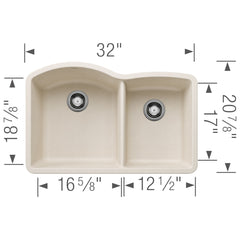BLANCO Blanco 443064 Diamond 1-3/4 Double Bowl Kitchen Sink - Soft White