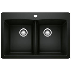 BLANCO BLANCO 442912 Diamond™ 33 x 22 in. 1-Hole Granite Composite Double Bowl Dual Mount Kitchen Sink