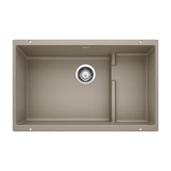 BLANCO BLANCO 519456 Precis 28-3/4 x 18-1/8 in. No Hole Composite Double Bowl Undermount Kitchen Sink in Truffle