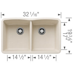 BLANCO Blanco 443068 Diamond Equal Double Bowl Kitchen Sink - Soft White
