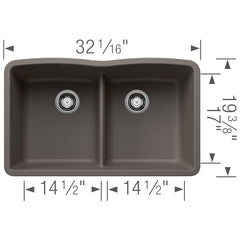 BLANCO Blanco 443106 Diamond Equal Double Bowl Kitchen Sink with Low Divide - Volcano Gray