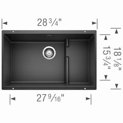 BLANCO BLANCO 519450 Precis 28-3/4 x 18-1/8 in. No Hole Composite Double Bowl Undermount Kitchen Sink in Anthracite