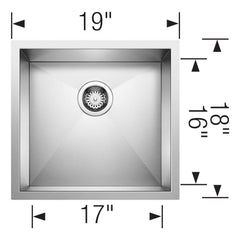 BLANCO BLANCO 516209 Precision 18-9/10 x 18 in No Hole Stainless Steel Single Bowl Undermount Kitchen Sink in Satin Polished