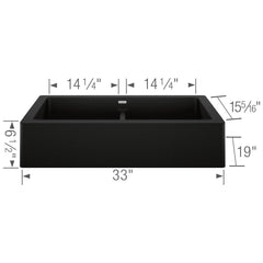 BLANCO BLANCO 526554 Vintera 32-13/16 x 19 in. No Hole Granite Composite Double Bowl Farmhouse Kitchen Sink in Coal Black