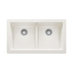 BLANCO BLANCO 526550 Vintera 32-13/16 x 19 in. No Hole Granite Composite Double Bowl Farmhouse Kitchen Sink in White