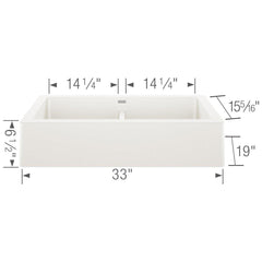 BLANCO BLANCO 526550 Vintera 32-13/16 x 19 in. No Hole Granite Composite Double Bowl Farmhouse Kitchen Sink in White