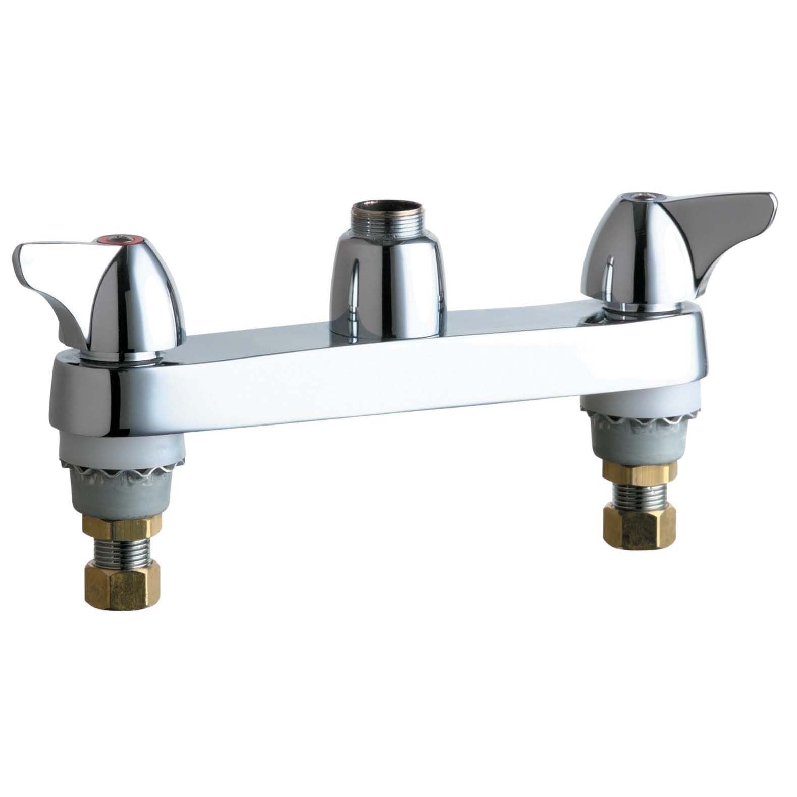 CHICAGO FAUCETS Chicago Faucets 1100-LESAB Double Wristblade Handle Deckmount Kitchen Sink Faucet 1/2 in. NPSM Connection