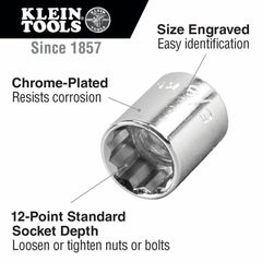 KLEIN TOOLS Klein 65512 Socket Wrench Set 1/2-Inch Drive 16-Piece