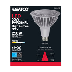 Satco S22252 33 Watt PAR38 High Lumen LED 4000K Medium Base 120 Volt
