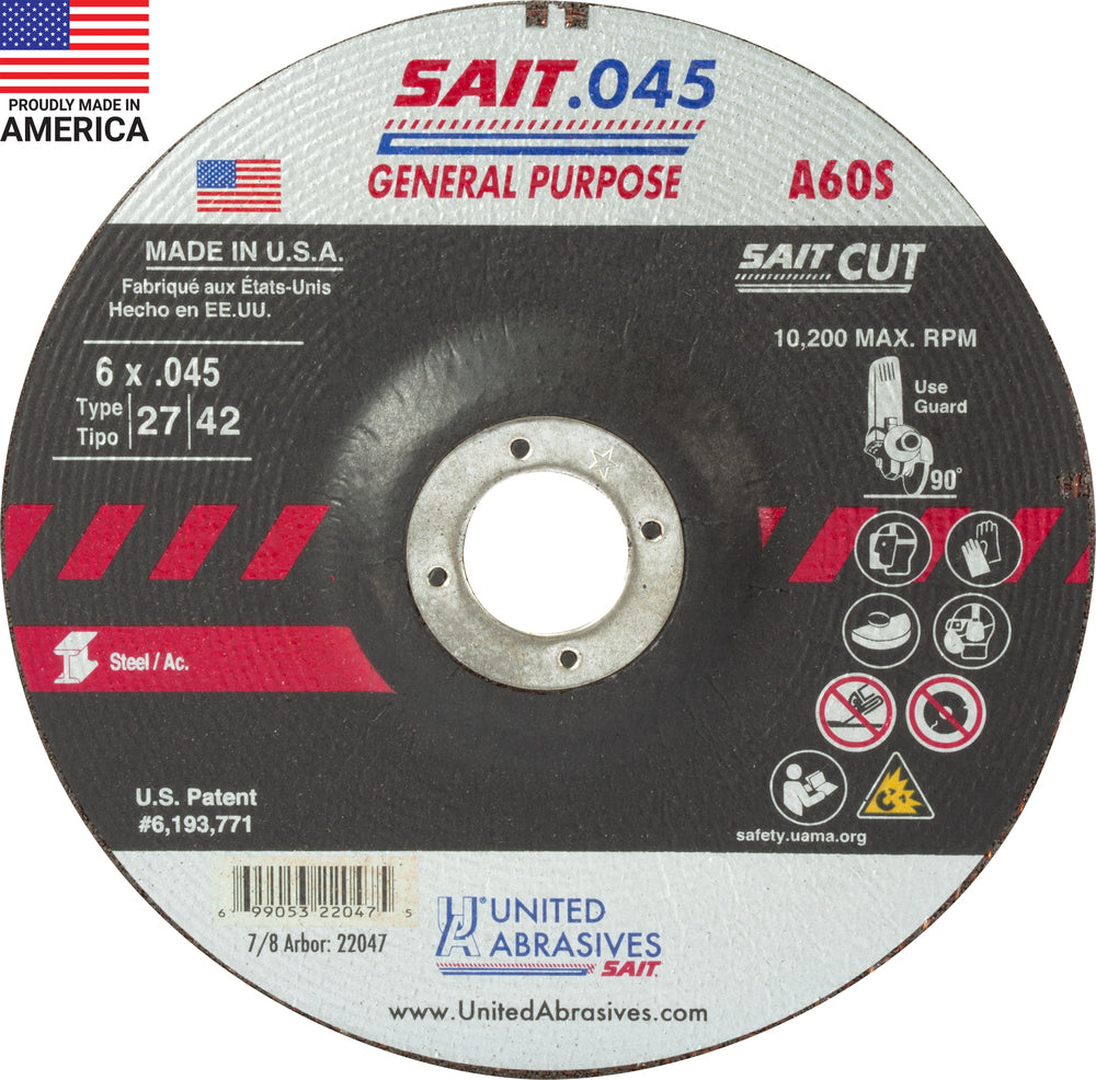UNITED ABRASIVES SAIT 22047 GRINDING & CUT OFF WHEELS