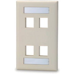 SIGNAMAX Signamax SKFL-4 4-Port Single-Gang Keystone Faceplate with Labeling Windows
