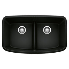 BLANCO BLANCO 442940 Valea 32 x 19 in. Double Bowl Undermount Kitchen Sink Coal Black
