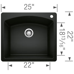BLANCO Blanco 442905 Diamond Single Bowl Dual Mount Kitchen Sink - Coal Black
