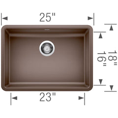 BLANCO BLANCO 442546 Precis 25 x 18 in No Hole Granite Composite Single Bowl Undermount Kitchen Sink in Café