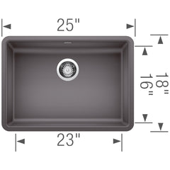 BLANCO Blanco 442539 Precis 25 ADA Single Bowl Kitchen Sink - Cinder