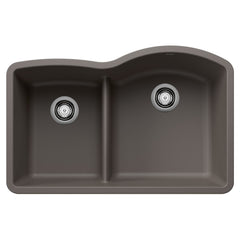 BLANCO Blanco 443103 Diamond 1-3/4 Reverse Double Bowl Kitchen Sink with Low Divide - Volcano Gray