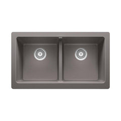 BLANCO Blanco 526549 Vintera 32-13/16 x 19 in. No Hole Granite Composite Double Bowl Farmhouse Kitchen Sink in Metallic Grey