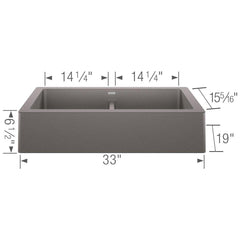 BLANCO Blanco 526549 Vintera 32-13/16 x 19 in. No Hole Granite Composite Double Bowl Farmhouse Kitchen Sink in Metallic Grey